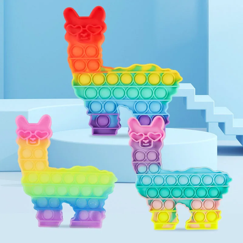 

Игрушка-антистресс для детей Pop It Fidget Macarone Color Alpaca Kawaii