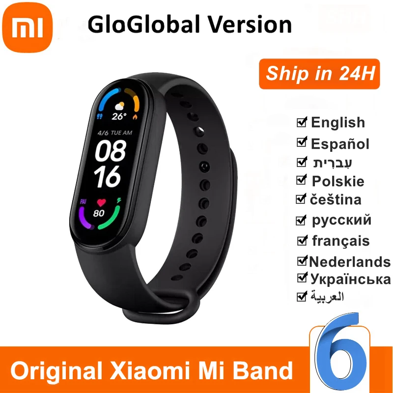 

Смарт-браслет Xiaomi Mi Band 6, фитнес трекер с AMOLED экраном 5 цветов, с функцией измерения уровня кислорода в крови, с поддержкой Bluetooth, водонепрониц...