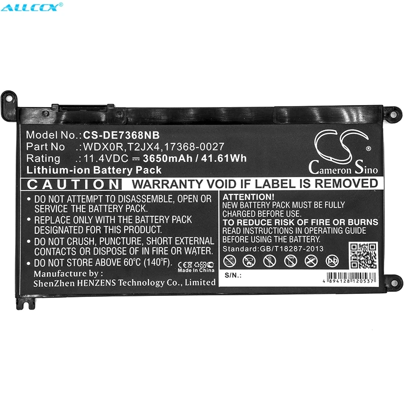 Cameron Sino 3650 мАч аккумулятор 17368 0027 T2JX4 WDX0R для DELL INS 13MF PRO D1708TS D1508TS Inspiron 13 7368|Цифровые
