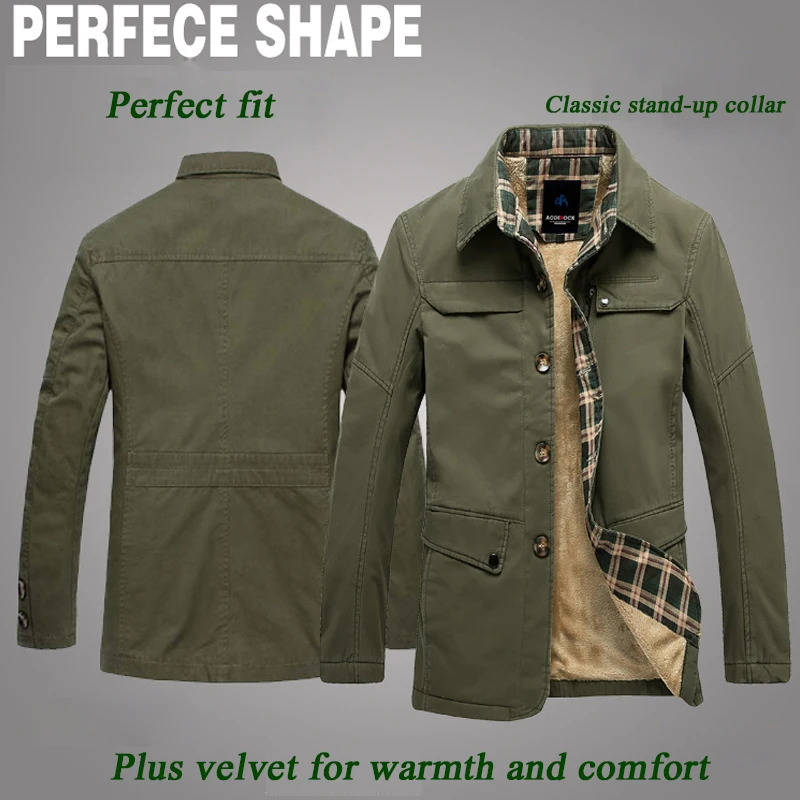 Business Duck Down Jacket Warm Cotton Lapel Large Size Plus Velvet Thicken Men's Tops Large Size Jacket Cotton  Men Winter Coat