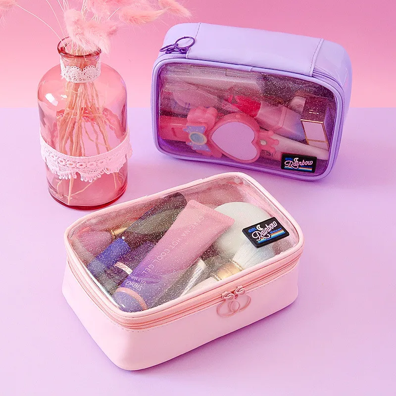 Прозрачный косметический чехол Milkjoy из ПВХ блестящая сумка на молнии для