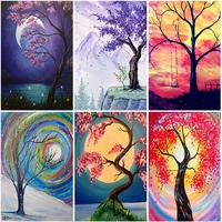 diy 5d paint with diamond scenery tree diamond painting landscape flower picture round square drill rhinestone mosaic home decor