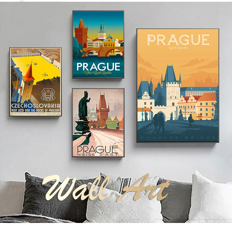 Винтажные дорожные настенные постеры из крафт-бумаги с покрытием наклейки