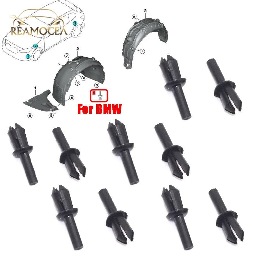 

Reamocea 10x Fender Liner Rivet Expanding Clip Retainer 51161881149 51-16-1-881-149 For BMW E12 E28 E34 E39 E60 E61 E88 F20 X5