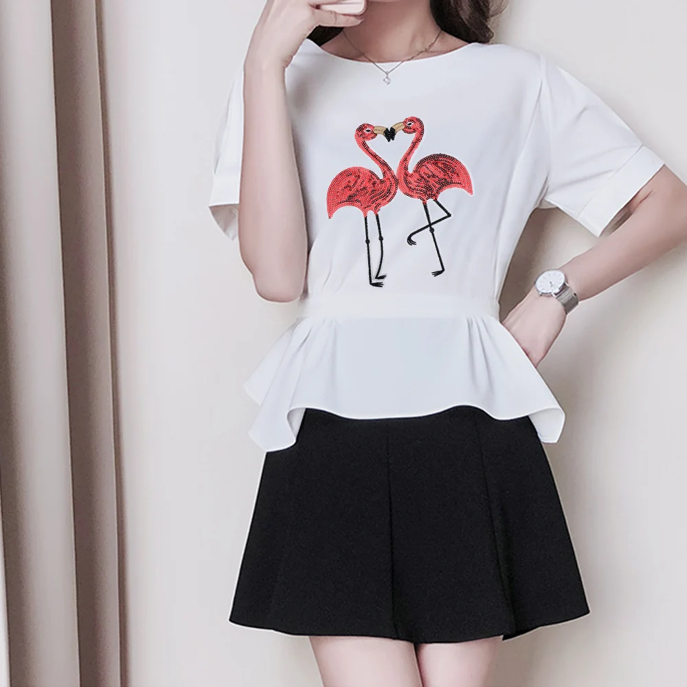 1 шт. Новый Фламинго блестки патч пришить одежду свитер футболка вышитые