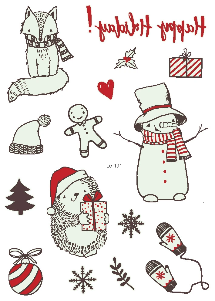 DORADOSUN Рождество Снеговик татуировки наклейки окружающей среды