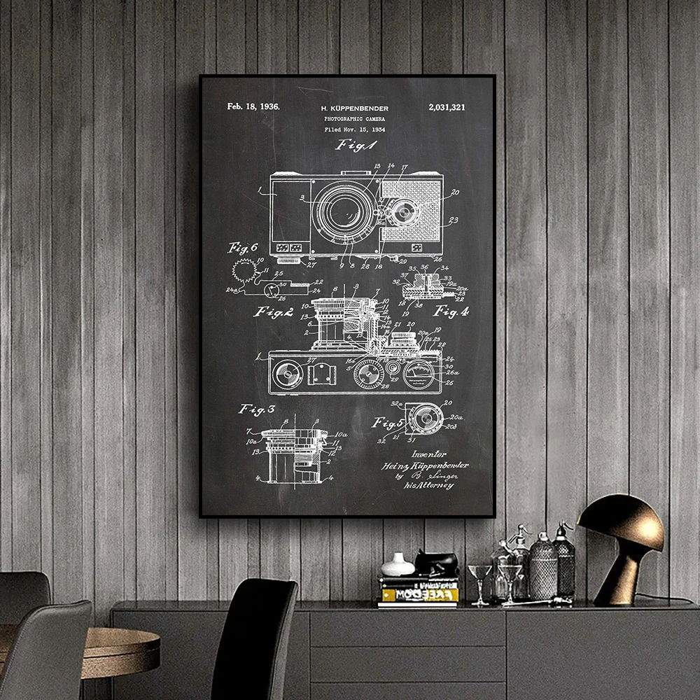 Винтажная фотокамера с изображением глобуса декоративная роспись Ретро плакат