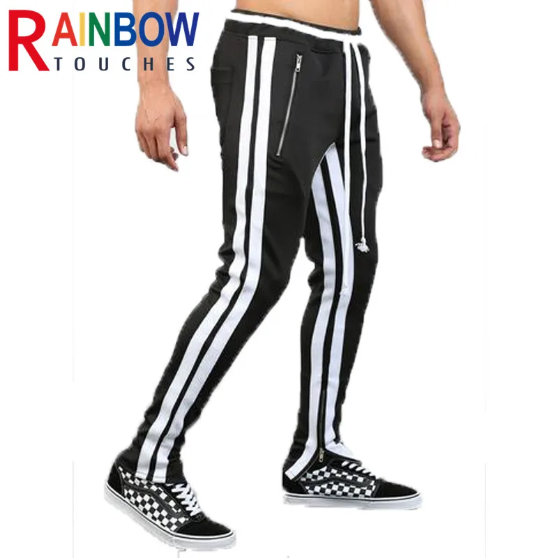 

Брюки спортивные Rainbowtouches мужские с контрастной полосой сбоку, на молнии