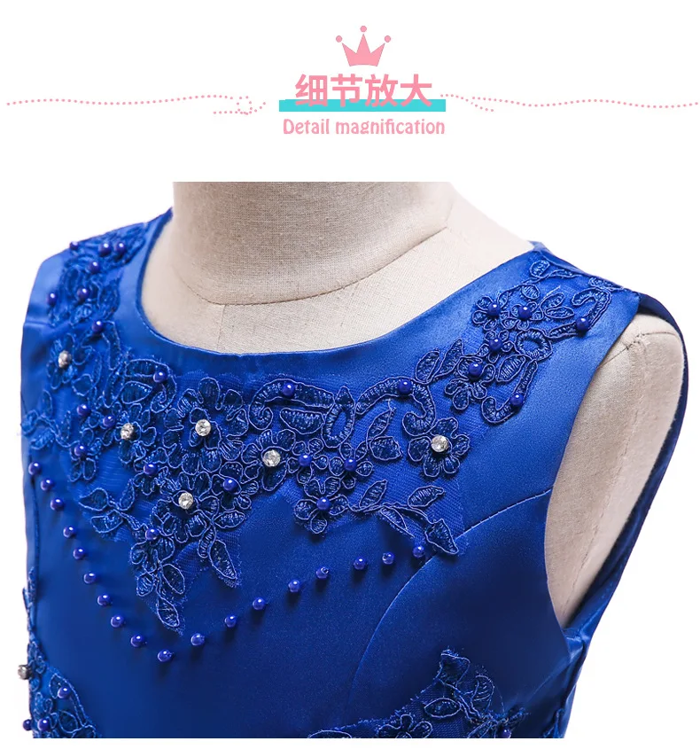 New Princess Lace Dress Kids Flower Embroidery For Girls Vintage Children Dresses Wedding Party Formal Ball Gown | Детская одежда и