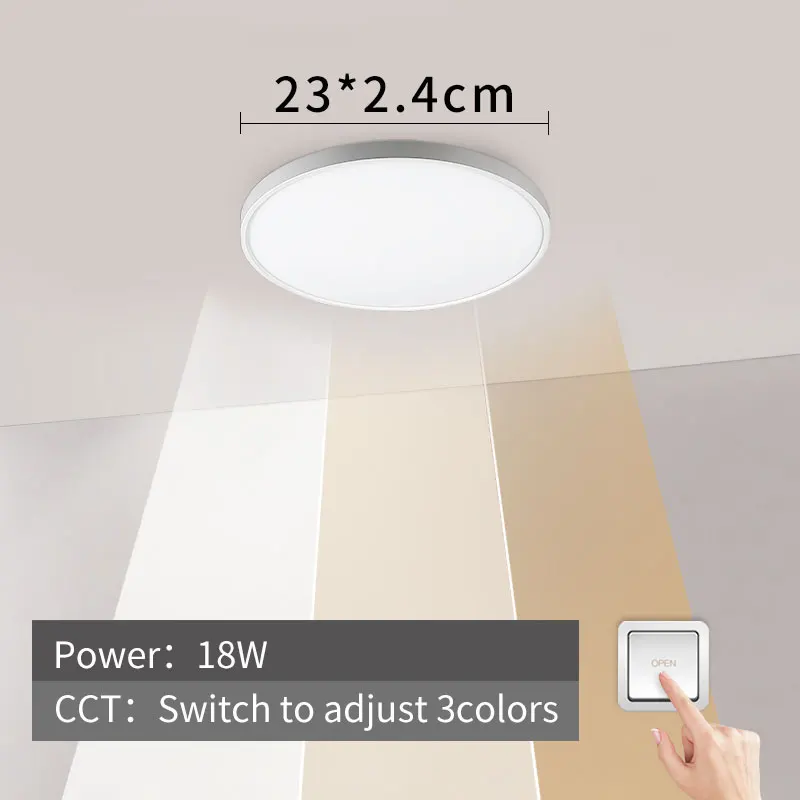 18W-3Colors Современный светодиодный потолочный светильник 12 Вт, 18 Вт, 24 Вт, 32 Вт, 220 В, 5000 К, лампы для кухни, спальни, ванной комнаты, ультратонкая потолочная лампа - Цвет корпуса: 18W-3Colors