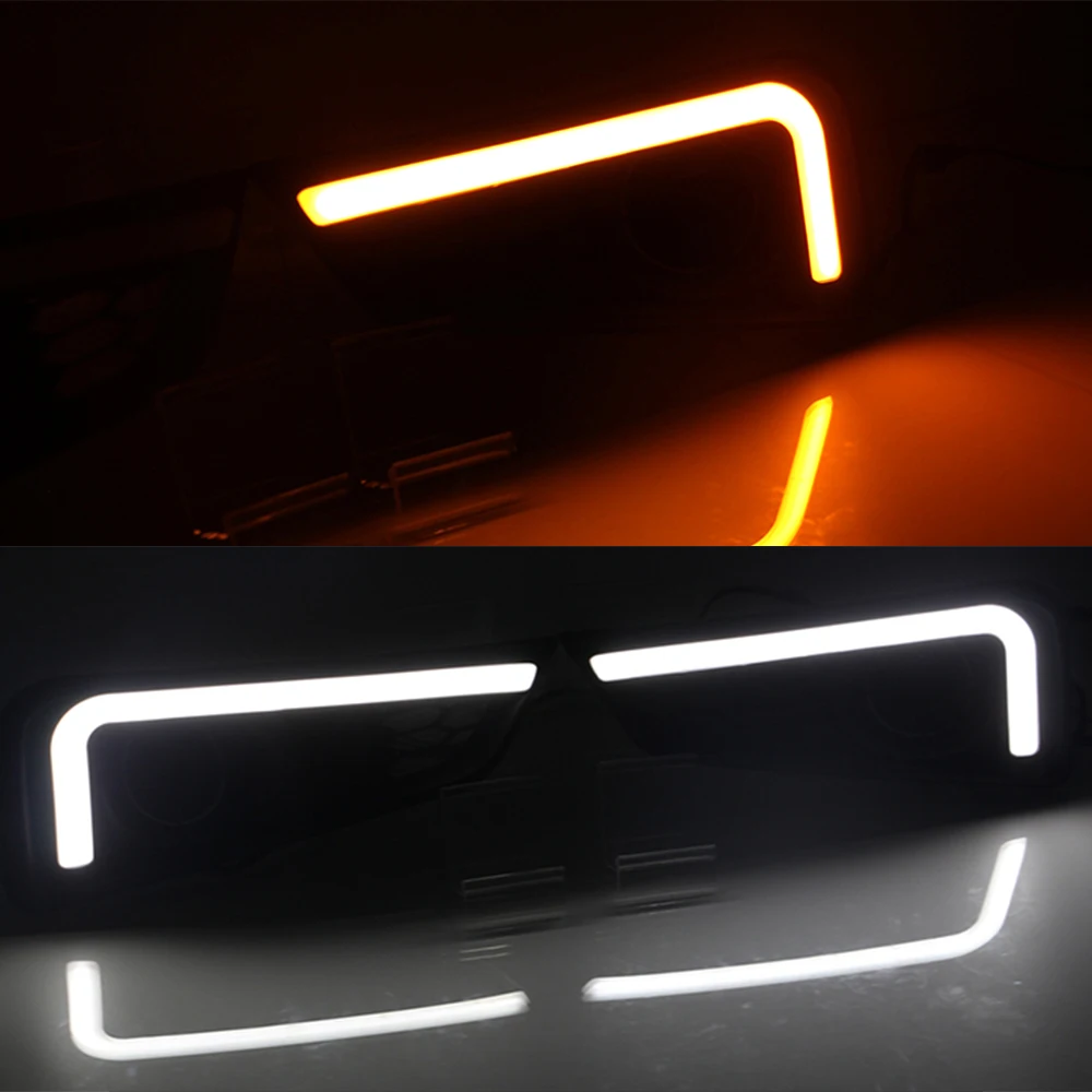 Car Flashing 1 Pair For Honda City 2015 2016 LED DRL Daytime Running Lights Daylight Waterproof yellow Signal car Styling light |