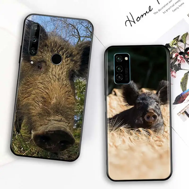 

Bright Black Cover Animal wild boar for Huawei Honor 30 20S 20 10i 9S 9A 9C 9X 8X 10 9 Lite 8A 7C 7A Pro Phone Case