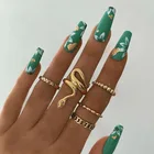 Женское Винтажное кольцо в виде змеи из нержавеющей стали, золотистое кольцо в форме змеи в стиле бохо, ювелирные изделия в стиле бохо для девушек