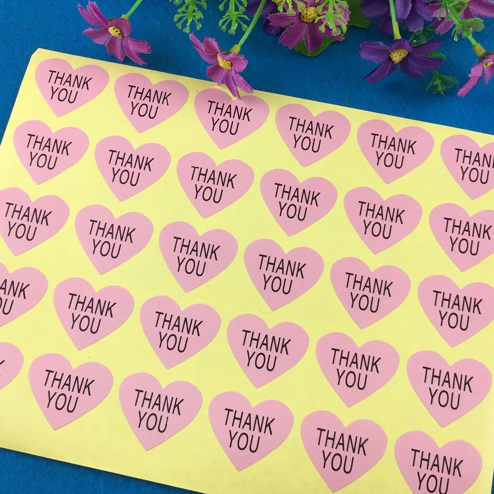 Бумажный стикер этикетки в форме сердца &quotспасибо&quot печать наклейки s для
