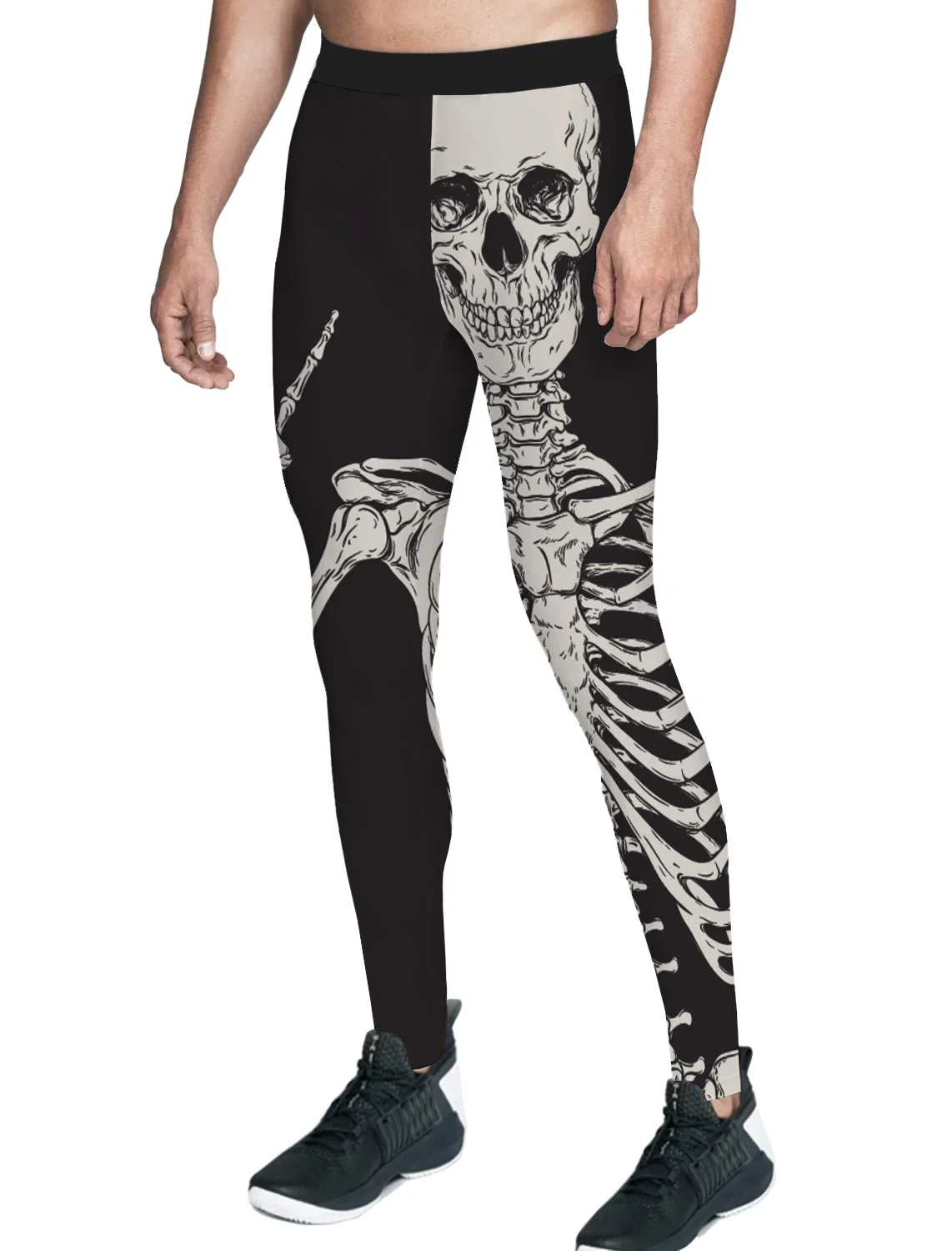 Череп кости Анатомия страшные брюки мужские леггинсы модные вечерние с животным