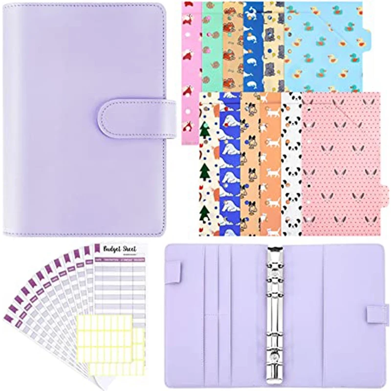 

PPYY-27 Pieces A6 PU Leather Binder Cover Cash Budget Envelopes System Budget Pockets For Planner Organizer