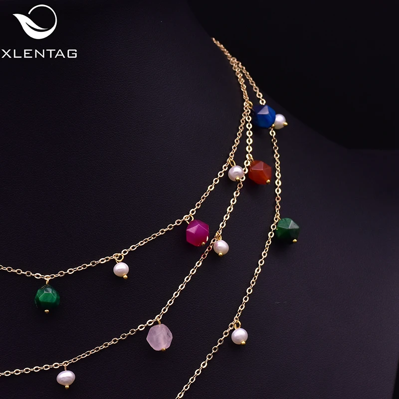 Женские ожерелья чокер XlentAg колье из натурального овального белого жемчуга с