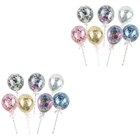 14 pcs sequins balloons creative confetti balloons cake plug birthday decorative sequined balloon for