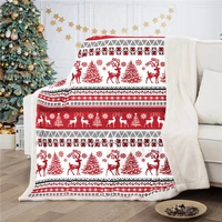 red christmas throw blanket cartoon cute elk deer reindeer tree warm sherpa fleece plush xmas blanket for kid child bed sofa car