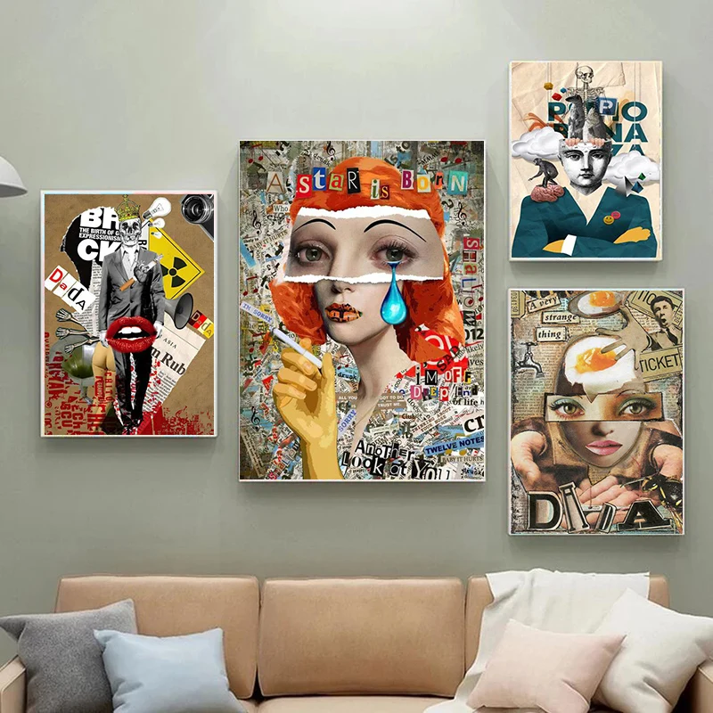 

Abstract Figure Canvas Painting Splice Posters and Prints Modern Wall Art Pictures for Living Room Bedroom Home Decor No Frame