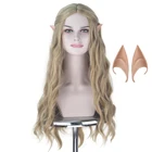 Женский парик для косплея Galadriel, длинные волнистые пепельные светлые волосы, с ушами эльфа, на Хэллоуин