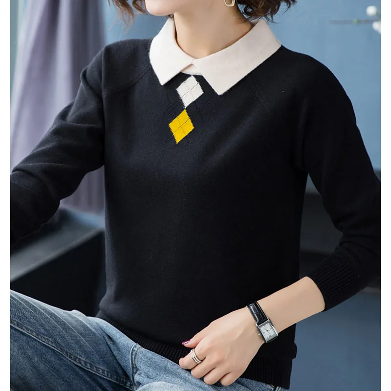 

2019 Autumn Knitted BlueKorea Pullover and Sweaters Female Fashion Womens Pull Jumper Ladies Pull Tops Warm Knit Sweater