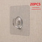 Прозрачные настенные крючки, прочные самоклеящиеся вешалки для дверей, 20 шт., на присоске, для кухни и ванной комнаты