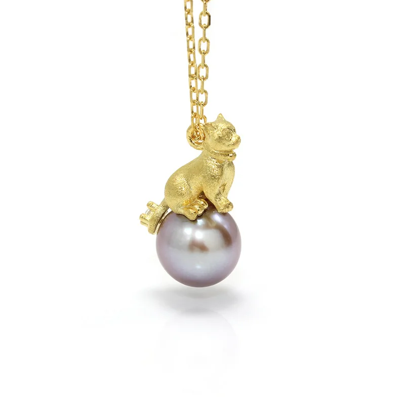 

Natural Freshwater Purple Pearl Pendant Silver Plated 18k Yellow Gold Inlaid Zircon Necklace 210324-35