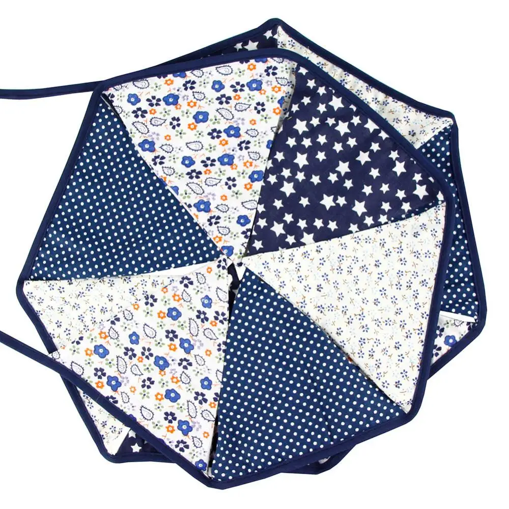 12 флагов 3 2 м гирлянды для дня рождения хлопковые флажки с цветочным рисунком