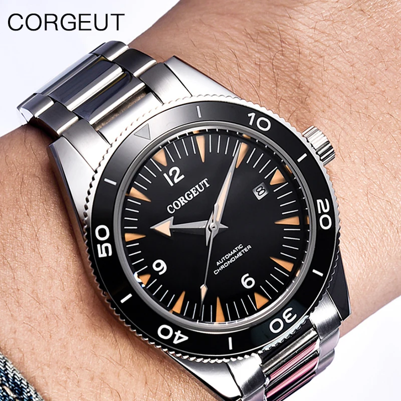 

ORGEUT Men's Mechanical NH35A Movement Japan 316L Stainless Steel Case Sapphire Glass Waterproof Luminous Men Watch Мужские часы