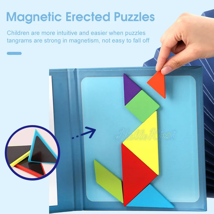 

Puzzles Magnetic Tangram Children Tangram Game Montessori Learning Educational Cubes Jigsaw Puzzles Toys for Children