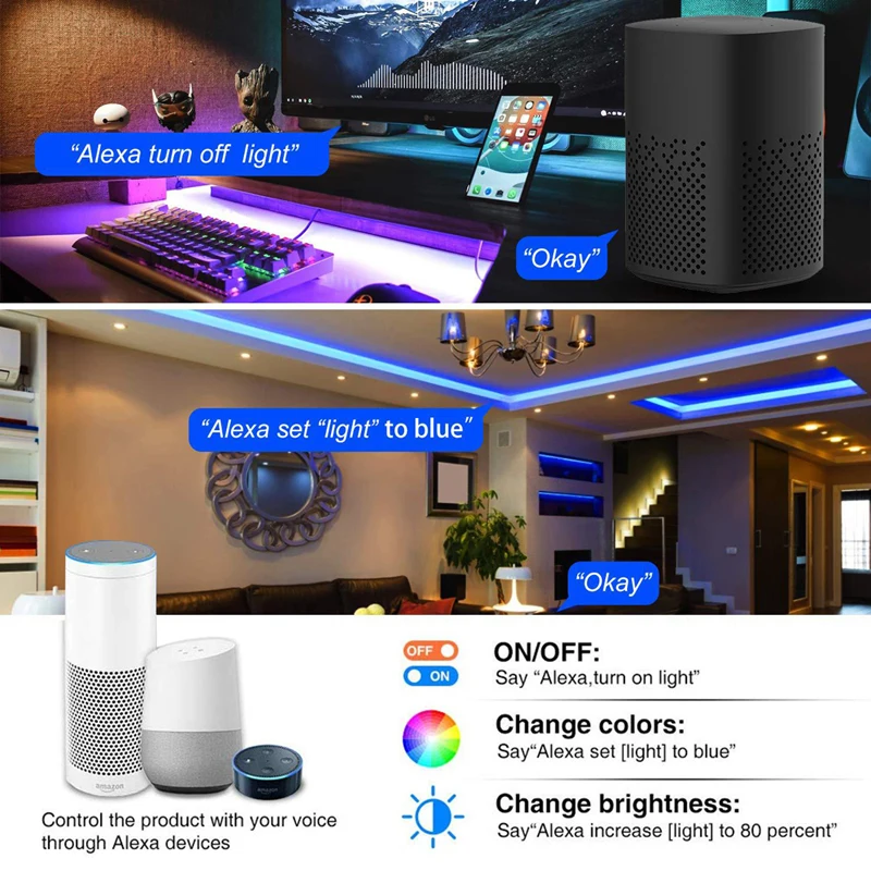 

LED Strip Light RGB WIFI Smart LED strip backlight Waterproof Bluetooth 5M 10M 15M 20M RGB Strip 12V power adapter RGB LED Set