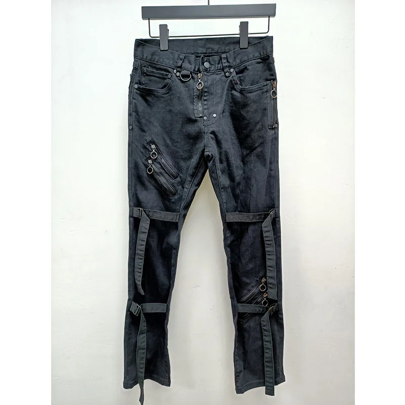 

Owen Seak Men Denim Jeans Classic Gothic Men's Clothing Coated Autumn Straight Hip Hop Solid Jeans Pants Size XL