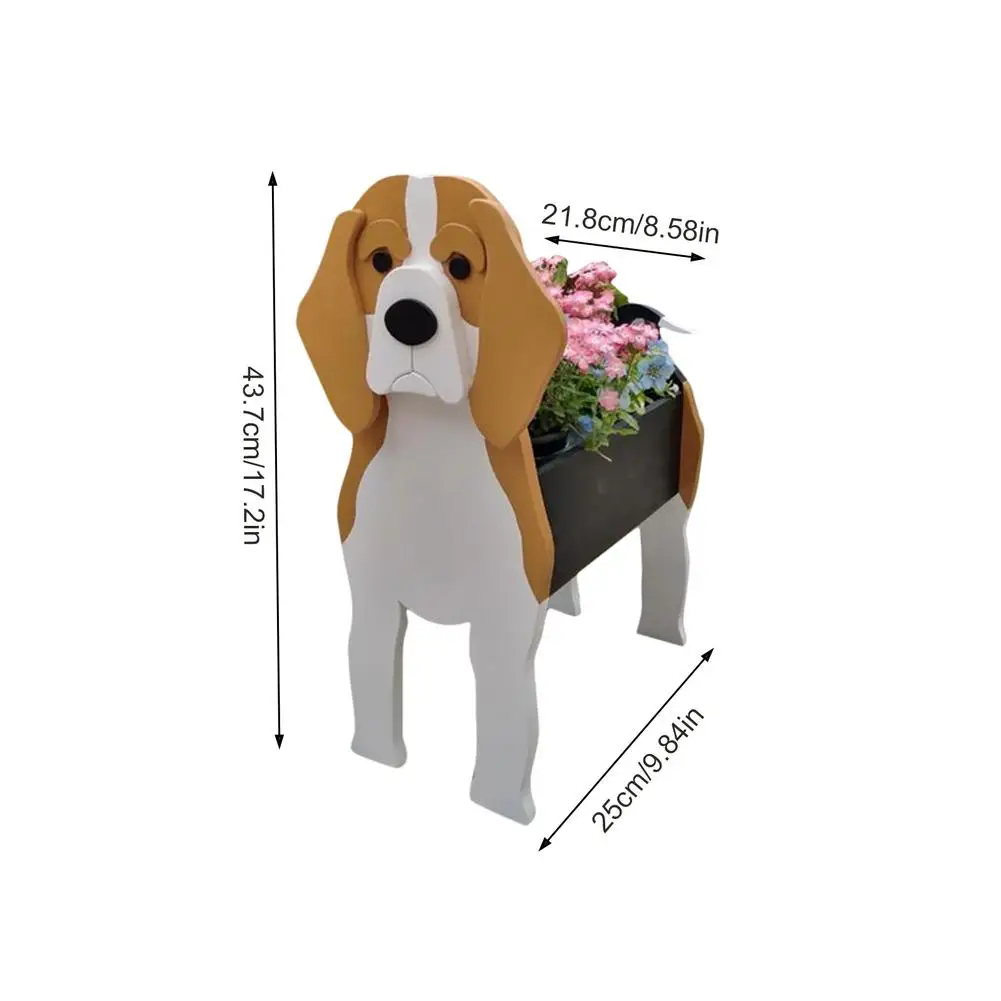 

Dogs Shape Wood Flowerpot Cute Pet Flower Pots Garden Balcony Desktop Decoration Artificial Flower Cartoon Wooden Flower Pot