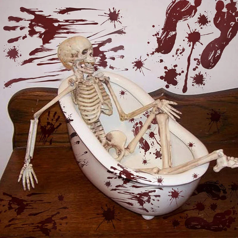 3D ужас Хэллоуин украшения окна настенные наклейки окровавленный отпечаток