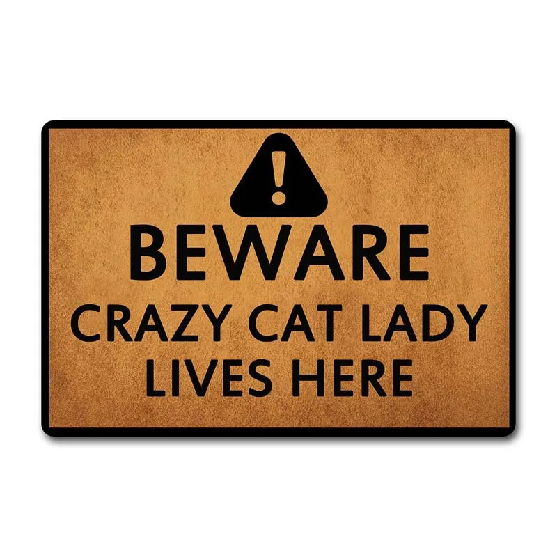 Дверной Коврик С приветственной надписью Beware Crazy Cat Lady живёт здесь Забавный персональный дизайн открытый/Придверный коврик(23,6X15,7 дюйма) кухня Bathroo
