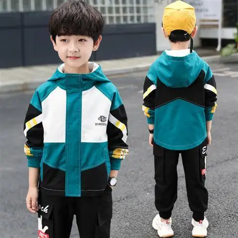 Комплект одежды для мальчиков на весну и осень Детские Модные хлопковые пальто с