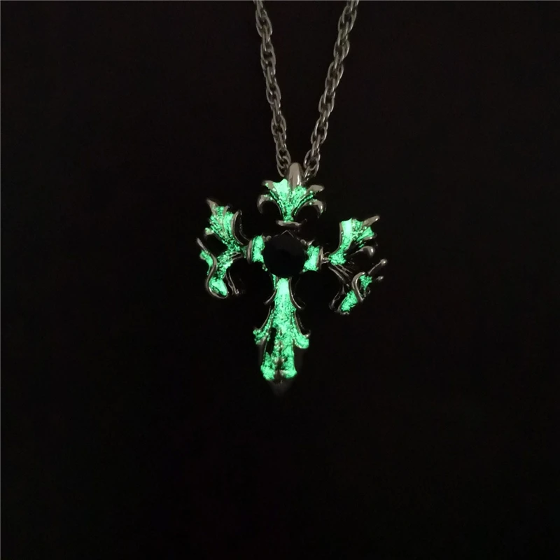 Silver Green Винтажное светящееся подвесное ожерелье классическое ФЛУОРЕСЦЕНТНОЕ ожерелье из сплава светится в темноте ювелирные изделия для мужчин вечерние подарки - Окраска металла: Silver Green