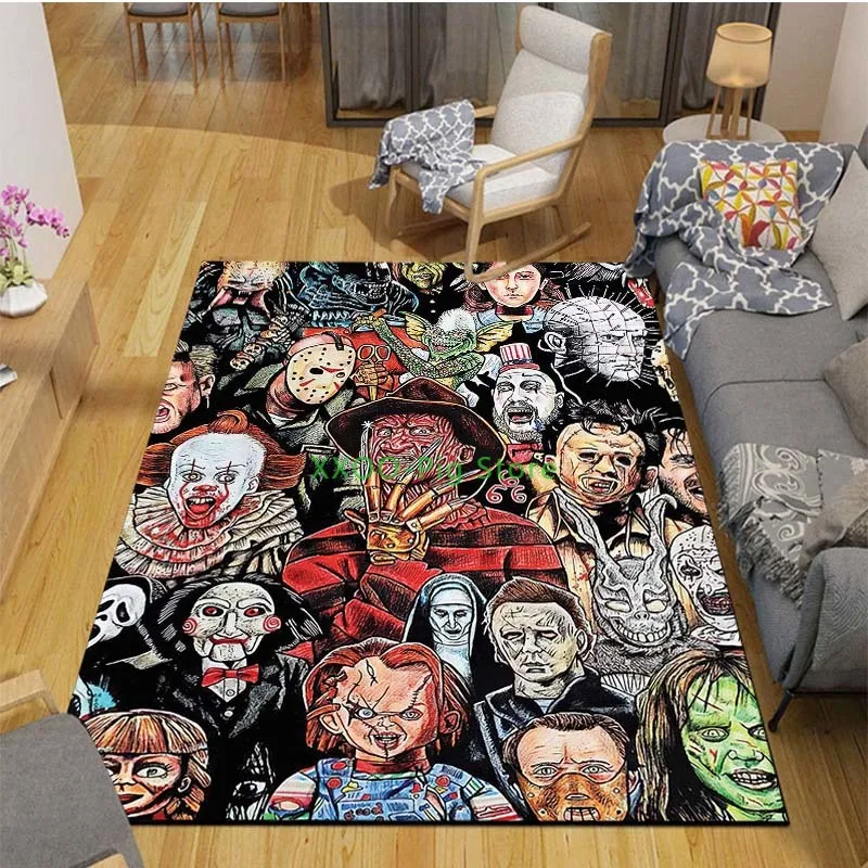 

Ковер ужасов Майкла Майерса на Хэллоуин, квадратный Противоскользящий напольный коврик, 3D ковер, нескользящий коврик, ковер для столовой, г...