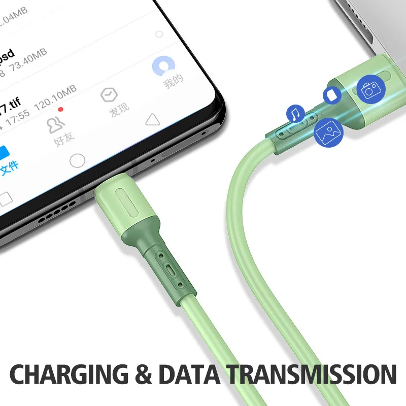 Микро USB кабель 3а жидкий мягкий силиконовый Быстрый зарядный для передачи данных