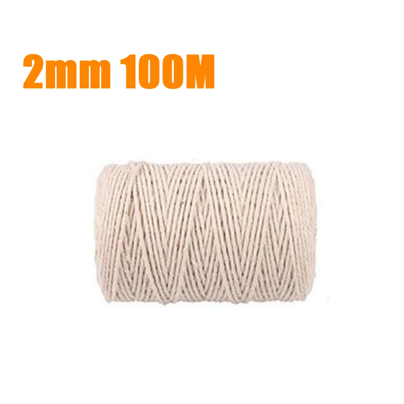 100/200 м длинный бежевый хлопок скрученный шнур макраме Ремесленная веревка