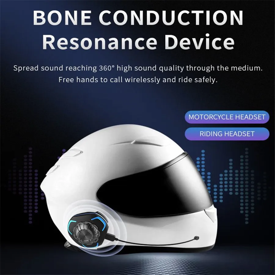 

PGDM Helmet Headset Bone Conduction Bluetooth Wireless Stereo Hands Free IP68 Waterproof Rainproof Motorcycle Helmet Headphone