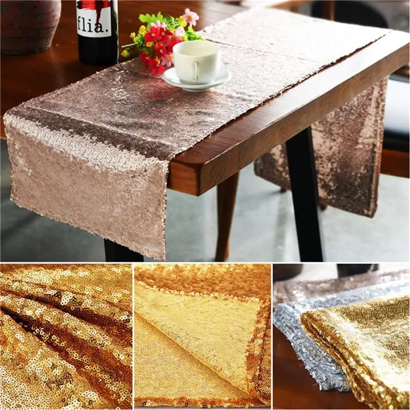 Блестящая настольная дорожка розового золота/золотого/серебряного цвета