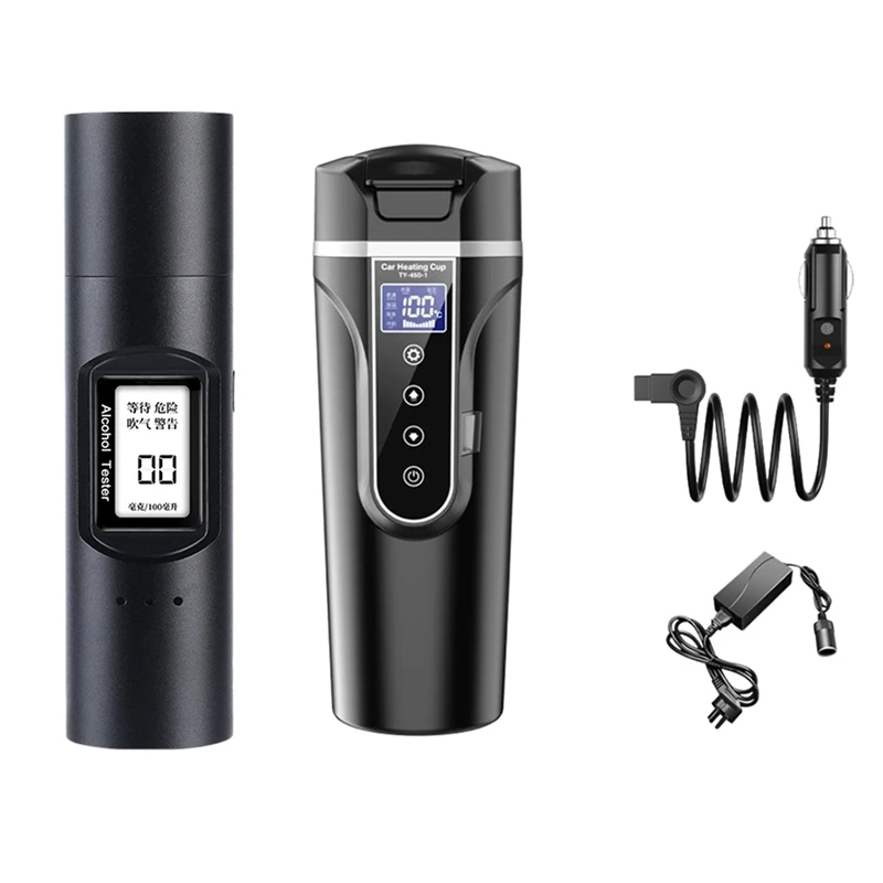 

1 шт. дыхания-тестер алкоголя с ЖК-дисплей Дисплей цифровой Алкоголь детектор и 1 шт. 450 мл автомобильное электрическое отопление стеклянная ...