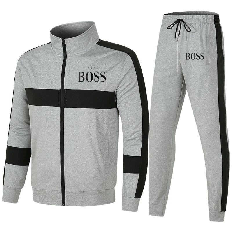 

Men's cotton suits, autumn leisure sports suits, men's stitching sweater suits, men's sportswear suits