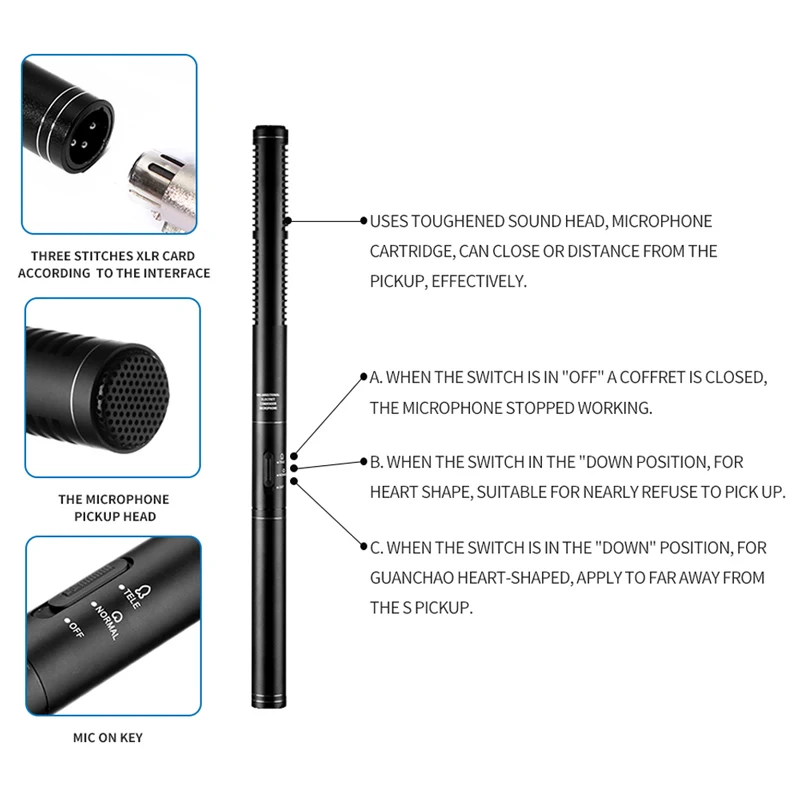 Профессиональный конденсаторный микрофон для интервью пушка Canon DSLR SLR камера