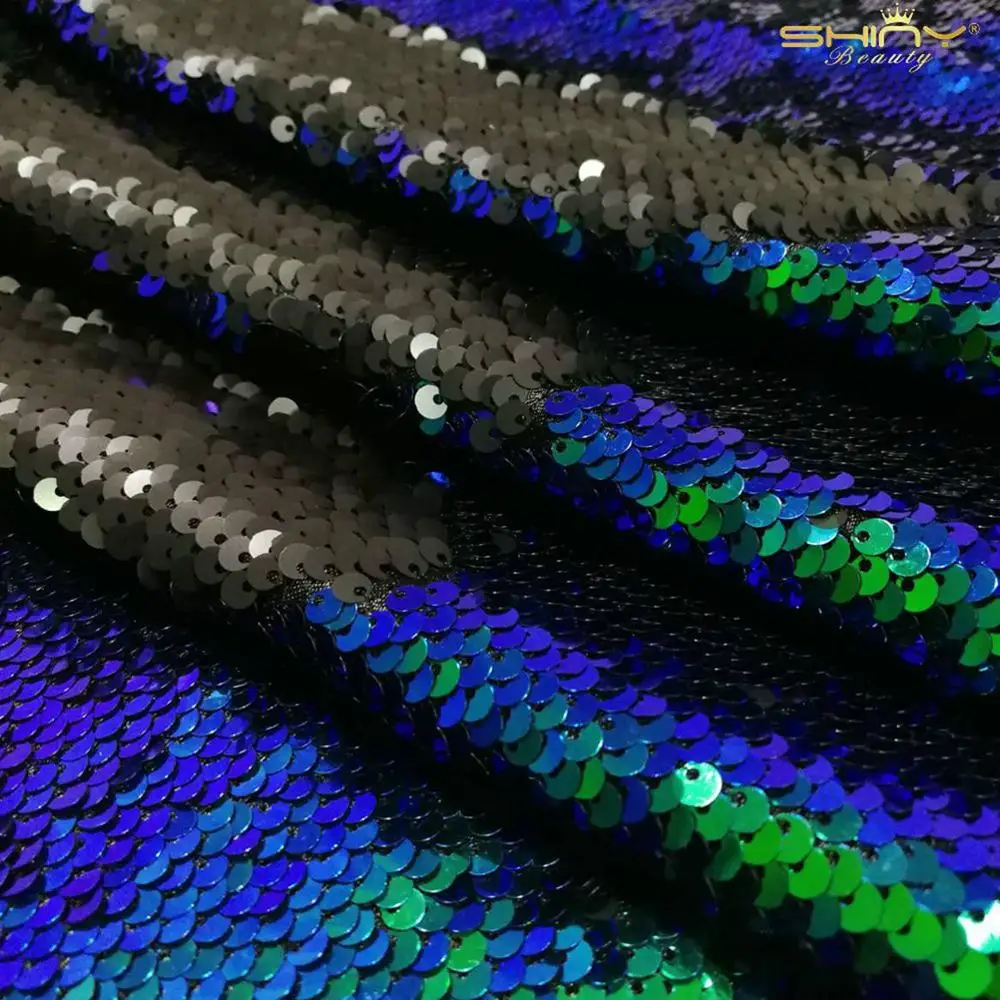 5 мм черная блесток ткань 2 ярдов градиент Реверсивные ткани двора для одежды DIY