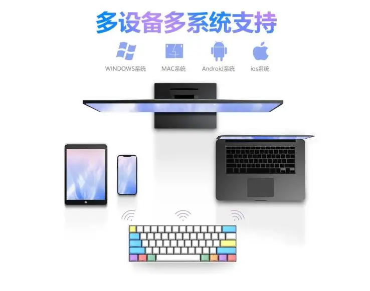 Механическая Проводная клавиатура RK61 с 61 клавишами 2 4G Bluetooth 3 режима клавиши PBT
