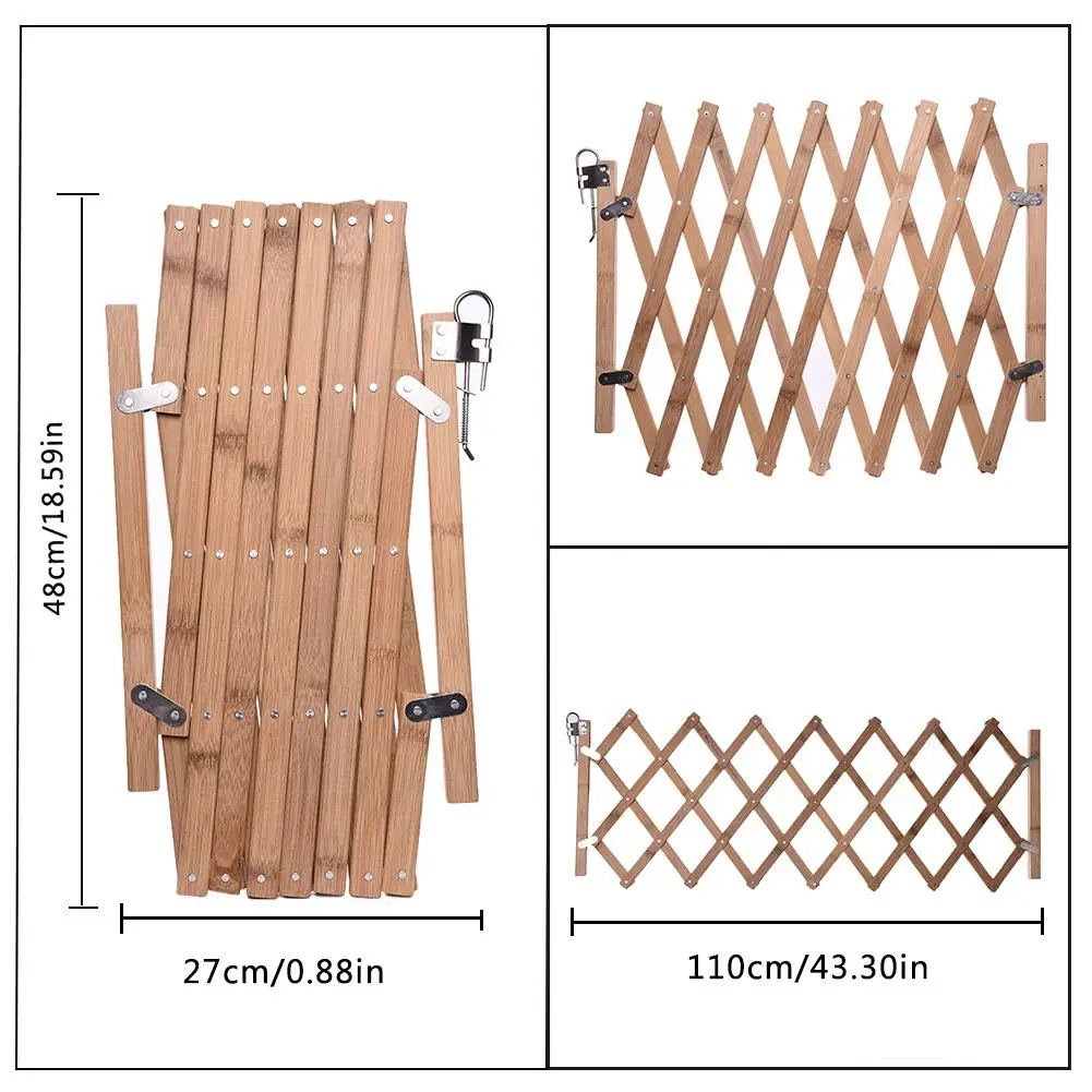 

Dog Gate Wood Pet Safety Gate For Dogs Fence Portable Folding Safe Guard Protection Wooden Sliding Door Pets Supplies