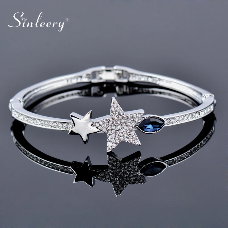SINLEERY модные браслеты со звездами для женщин цвета розового золота серебра